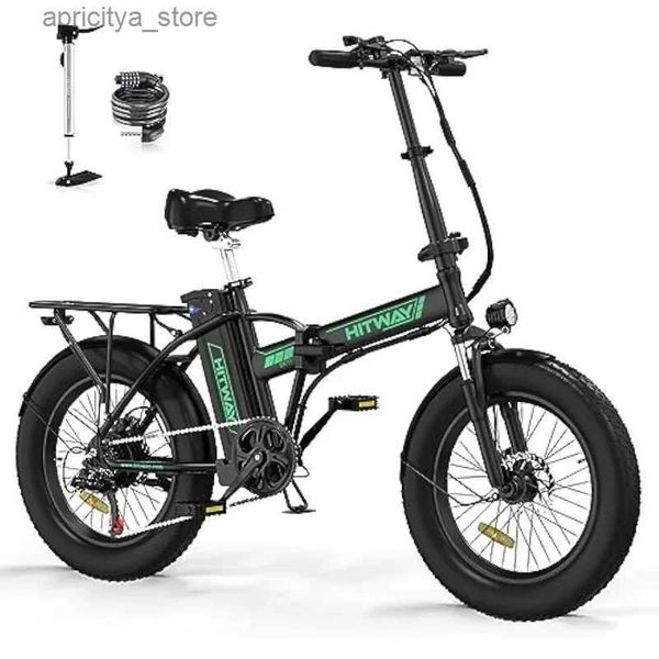 Bisikletler Hitway Foldab Ectric Bisiklet Yetişkinler için 20 x 4.0 Yağ Tire Ebike 750W Motorlu 48V/15AH 7 VEDE ECTRIC BISYC L48