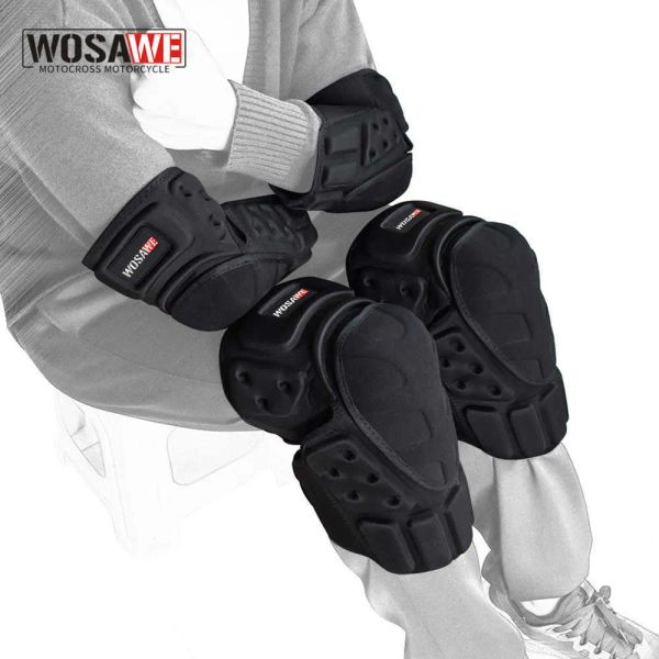 Cuscinetti ginocchini in gomito Wosawe motocross ginocchini motocross Protector Off road Safety Knee Brace Brace Support MTB Ski Racing Sports Pro