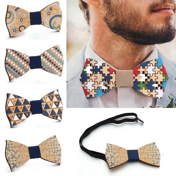 Bogen Mode Holzkrawatte für Männer verstellbare Bowtie handgefertigt natürliche Holzhals Hals Bowknot Hochzeitsanzug Hemd Geschenke