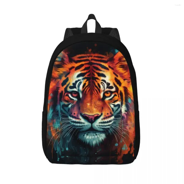 Backpack Tiger Canvas Backpacks Cabeça de animais cativante imagem unissex novidade diariamente bolsas