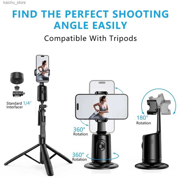 Selfie Monopods 360 Rotation Intelligent Auto Gesichtsverfolgung Telefonhalter Stand Smart Object Folge Mount für Handy Live -Streaming Vlog Y240418