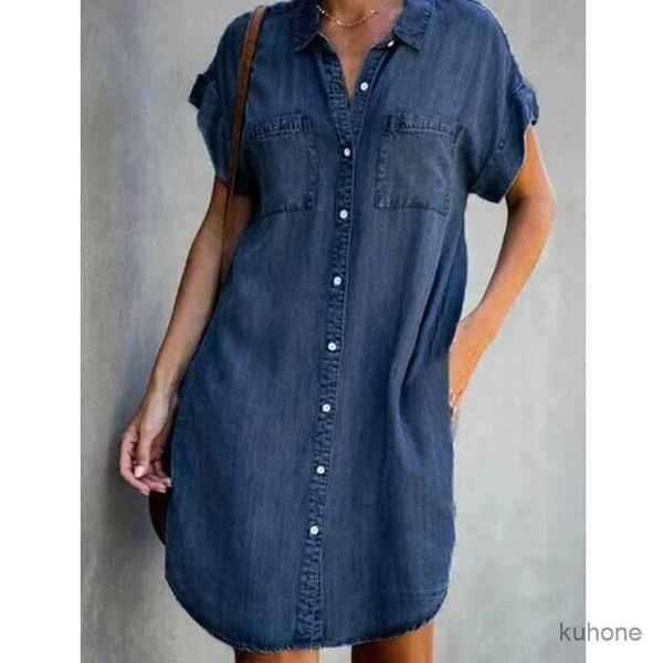 Vestidos casuais básicos Mulheres vestidos de camisa jea