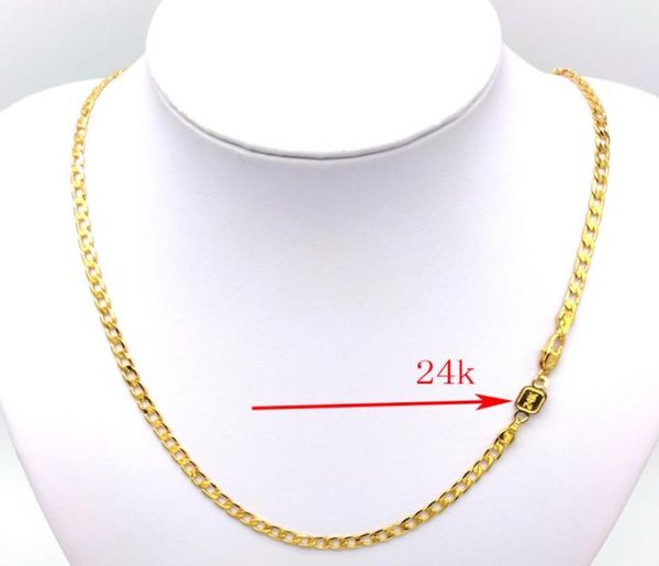 Solid 24 K Till Link C Gold GF Women039s Necklace Curb Chain Birthtine Regalo Valuto 20Quot 50 4 MM6140926