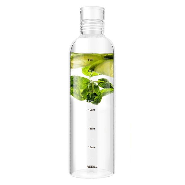 Бутылки с водой прозрачный стакан с маркером времени без скольжения рукава и крышка многоразового питья