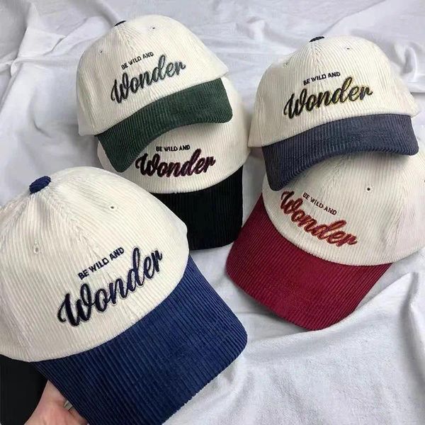 Caps de bola Vintage Corduroy Baseball Cap letra bordada da primavera outono chapéu de sol para homens homens casuais ajustáveis pico