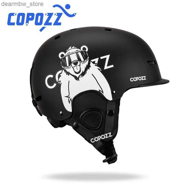 Cycling Caps Masken Copozz Neue Ski-Helm-Cartoons halbbedeckte Anti-Impact-Sicherheitshelm Cycling Ski Snowboard Sport Helm für Erwachsene und Kinder L48