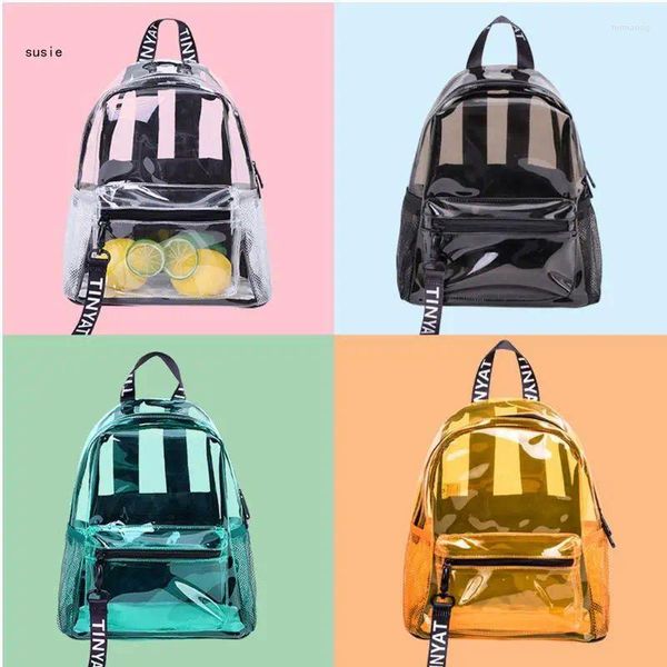 Bolsas escolares x7ya mulheres transparentes pvc mochila bookbag bag daypack rucksack para meninas adolescentes