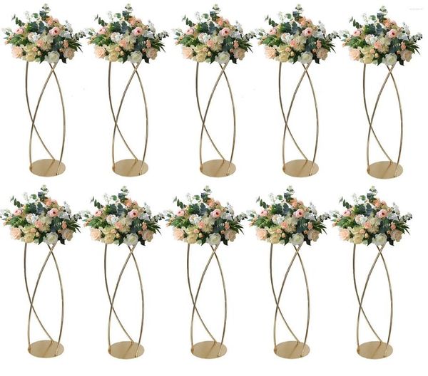 Decoração de festa 10pcs) 10pcs Gold Flower Stand Road Metal Lead Table Flowers Piece Flowers Rack para Evento Home