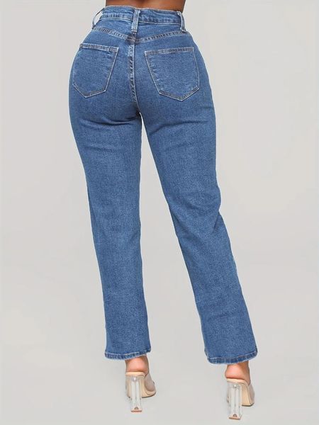 Женские джинсы Ladies Fashion High Street Pants 2024 Летняя персонализированная разрезная джинсовая джинсовая одежда Y2K Vintage Streetwear