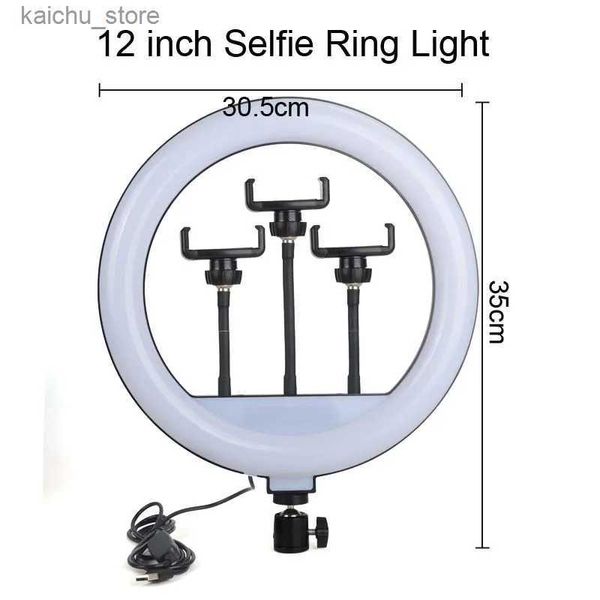 Kontinuierliche Beleuchtung 12 Zoll 30 cm Ringlicht LED Selfie Dimmbare YouTube-Fotokamera Mobile Make-up vor Ort Füllung Großhandel Y240418