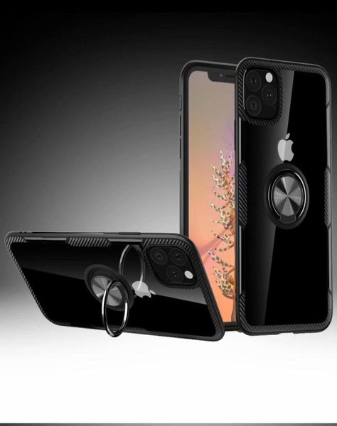 Slim trasparente trasparente Copertina rigida Ring Kickstand Case per iPhone 11 Pro Max 12 Mini XS Max Xr X 8 7 6 Plus5691410