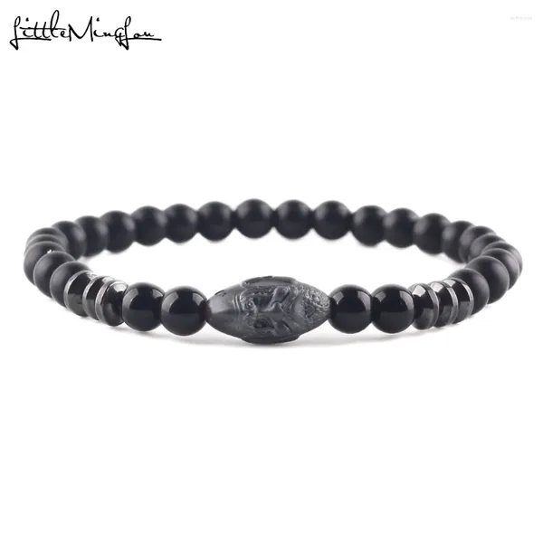 Bracelets de charme Lucky Gem Stone Natural Stone Mantra Oração Hematita Buda Bracelete Cabeça para homens Jóias