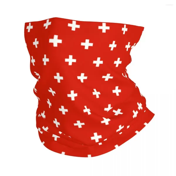 Bandanas Schweizer Schweiz Flagge Winter Stirnband Hals wärmere Männer Frauen Ski Huntingrohr Schal Gesicht Bandana Gitter