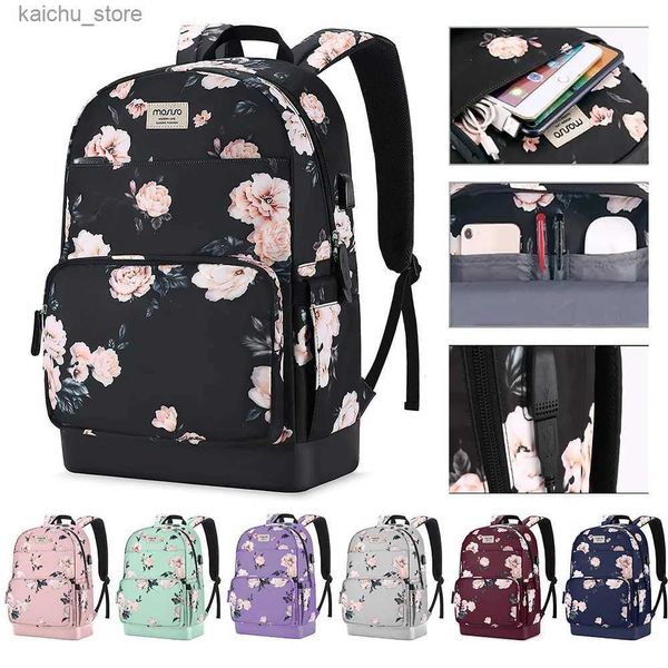 Outros acessórios de computador Backpack de laptop 15,6-16 polegadas Escola de negócios da escola casual Daypack com tira de bagagem porto de carregamento USB para mulheres meninas Y240418