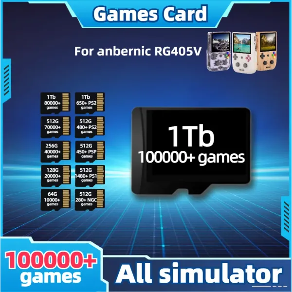 Scheda di gioco delle carte per Anbernic RG405V Handhell TF Memoria All Emulator Preinstallated Games Classic Retro 1Tb 512G 256G PS2 PSP portatile