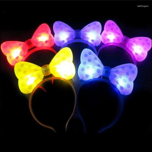 Parti Dekorasyonu 5/10 PCS LED Işık Yay Head Bandı Çok renkli aydınlık fare Yay Knot Prenses Taç Headdress Saç Çember Band Düğün Dekor