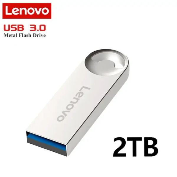 Kartlar Lenovo 2TB USB Flash Sürücüler Mini Metal Gerçek Kapasite Bellek Çubuğu 1 TB Pen Drive Yaratıcı İş Hediyesi Gümüş Depolama U Disk