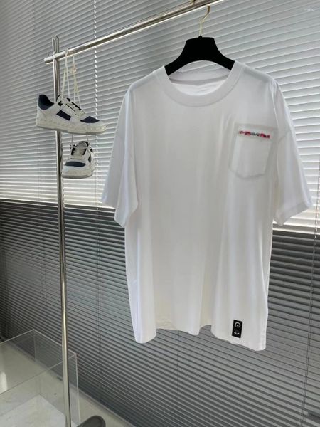 Camisetas masculinas 2024 Summer High End Carta personalizada Flocking Seleção confortável Material de algodão Top de moda respirável