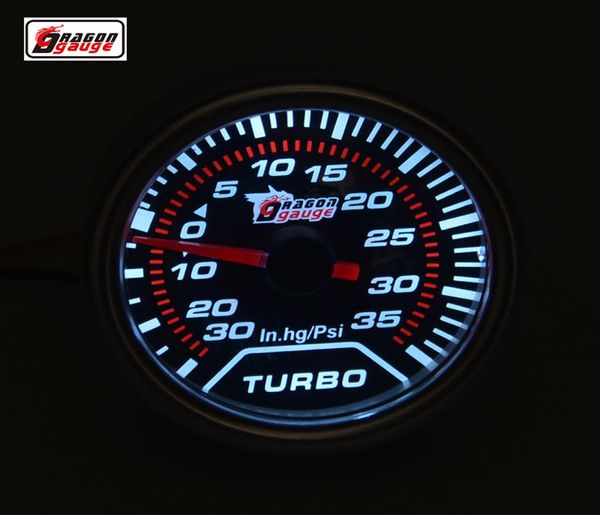 Drachenmessgeräte 52 mm weißer Hintergrundbeleuchtung Auto Turbo Boost Gauge Vacuum Messdrückgang Messgerät1835869