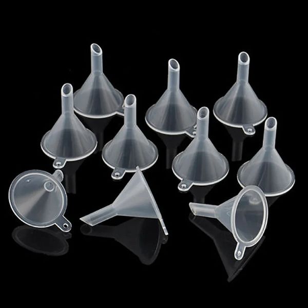 10pcs de plástico pequeno para perfume Funnels de óleo líquido de garrafa de difusor de perfume