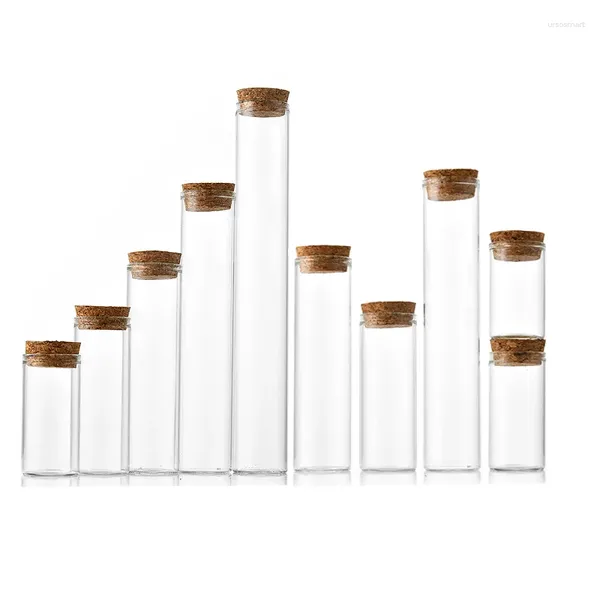 Speicherflaschen 30pcs 10ml-100ml Mini Korken Glas gerade Mund Fläschchen Klar Gläser Wünschen Flaschen DIY Dekorationsbehälter