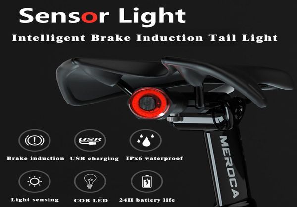 Nuova MTB Mountain Bike Intelligent Induzione freno freno fanali posteriori USB Carica in carica Bicycle Night Riding Coestrioni 5220968