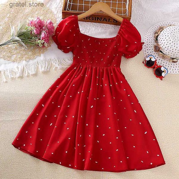 Vestidos de menina vestido de verão bebê menina de polka-dot vestido de princesa elegante vestido de festa elegante com mangas fofas para a saia de princesas roupas de criança