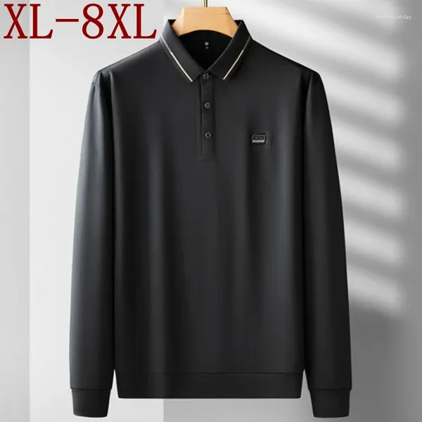 Мужские Polos 8xl 7xl 6xl 2024 Высококачественные роскошные рубашки для мужчин топов с длинным рукавом мужская рубашка поло.