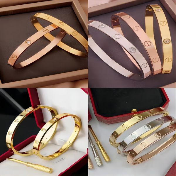 pulseira de parafuso pulseiras clássicas women bangle jóias jóias de cristal Gold Gold Gold Sier banhado aço inoxidável amantes Bulbões de presente