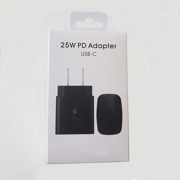 Оригинальный качество OEM 25 Вт PD USB C Fast Charge 20W Power Wall Adapter Adapter US EU Fulf для Samsung Charger Galaxy S21 5G S20 S10 Примечание 20 10 A71 A70S A80 M51 EP-TA800