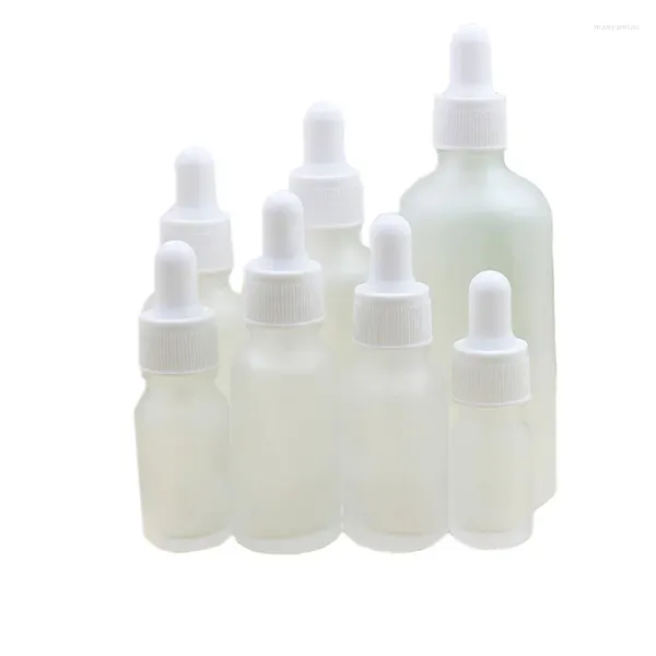 Bottiglie di stoccaggio 5 ml 10 ml 15 ml 30 ml 50 ml 100 ml glassata glassata glassale goccia vuota fiale di olio essenziale per olio essenziale in gomma collare bianco in plastica