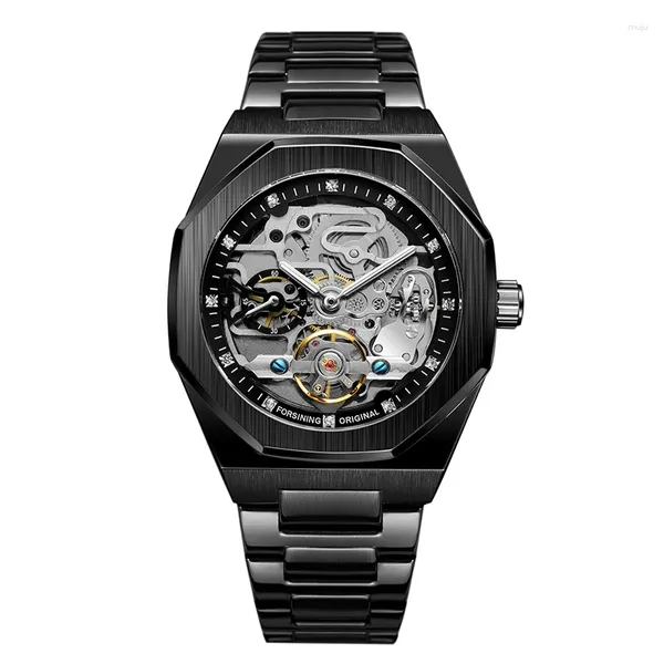 Relógios de pulso preto todos os homens de aço Menwomen Automático Data de contagem regressiva à prova d'água mecânica Sapphire espelho de vidro Business Watch Watch