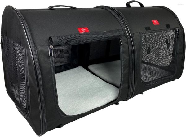 Transportadoras de gatos portátil 2-em 1 Pet Double Pet Kennel Shelter Fabric Black Royal Blue Royal 20 