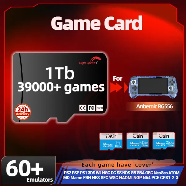 Карточка Game Memory TF Card для Anbernic RG556 All Emulator Preinstall Retro Games больше PS2 PSP Portable Highsheld High Speed 1TB 512G