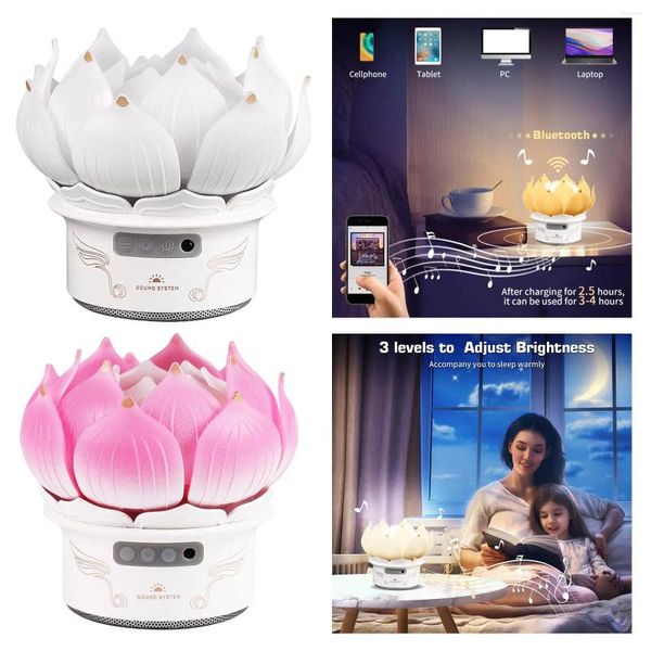 Luzes noturnas lotus forma luz USB carregamento portátil criativo com som de som para brindes para brindes meninos meninas meninas