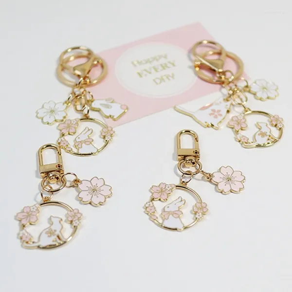 Keechchains Ins Style Cherry Blossom Keement Key Ringe di metallo rosa