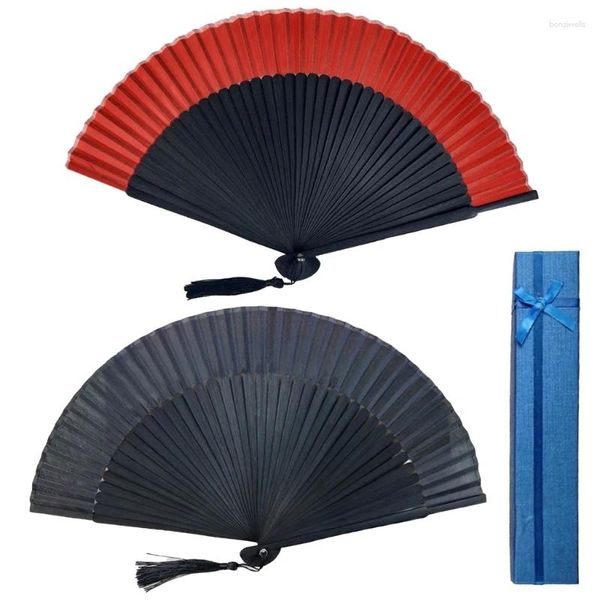 Figurine decorative 2 pezzi grandi ventilatori di seta fan cinesi pieghevoli per uomini donne spettacoli balla g2ab