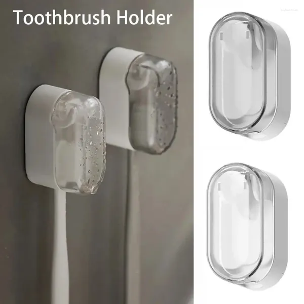 Suporte de escova de dentes de armazenamento de cozinha para casa de design de design de parede à prova de poeira em casa banheiro auto-adesivo