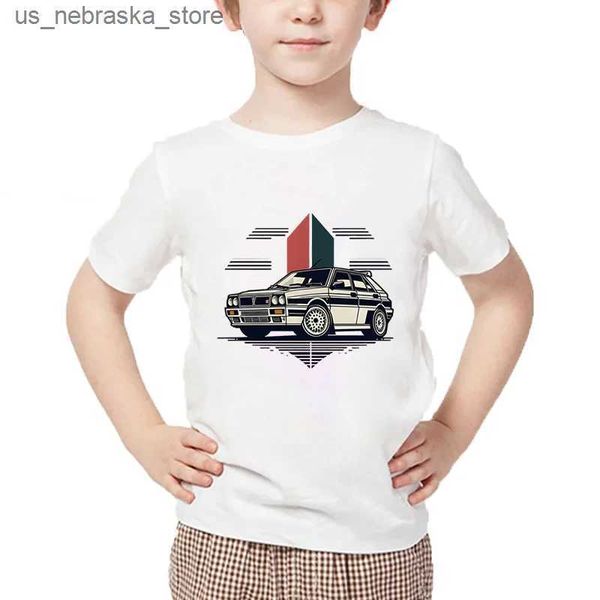 T-Shirts Jungen und Mädchen Anime Group B Rally Autos Druck T-Shirt Kinder coole Autodesign Kleidung kurzärmeliges Sommer weißer Mode Hip Hop T-Shirt Q240418