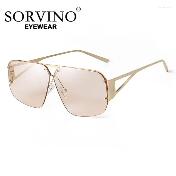 Occhiali da sole Sorvino Retro Square senza bordo per donne anni '60 telaio in metallo alla moda di lusso di lusso top top sfumature