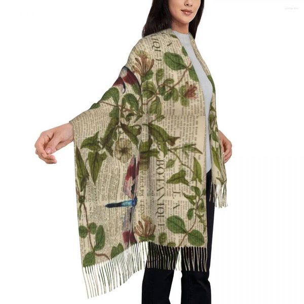 Sciarpe Spaper Stampa sciarpa con nappa foglie moderne arte botanica Warm Wrap Design Lady Design Waps Casual Bandana invernale Bandana casual