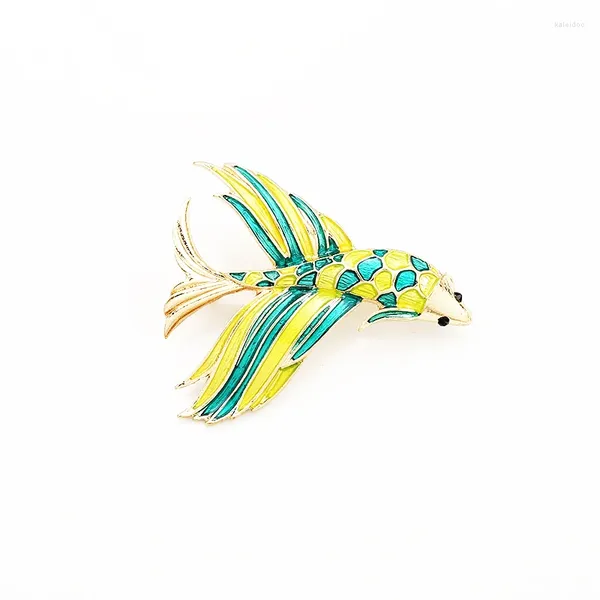 Броши Q105 Мода Женщины -ювелирные изделия Золотая полная кристалл красочная летающая рыба брошь хорошего качества