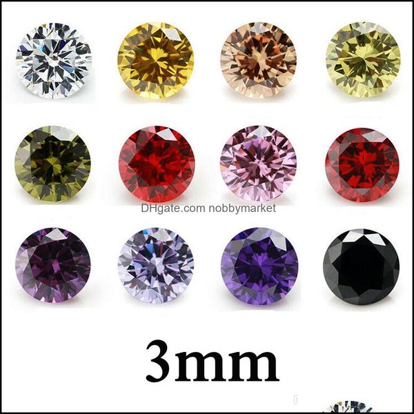 Diamantes soltos 100pcs/ saco M Corte redondo 5A Soltos de zircão solto Gem Hig Hig Cubic DIY VVS Gemtones descobertas por atacado 12 cores AVAI OTPIS