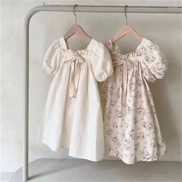 Mädchenkleider 2024 Sommer Baby Puff Ärger Kleid Kinder lässigkind Kleinkind Süße Blumenprinzessin Kinder Kleidung