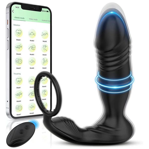 Massageador de próstata de vibrador anal com controle remoto de pênis Toy sexo anal 9 Modos de vibração do plug g de plug g brinquedo adulto para homens e casais