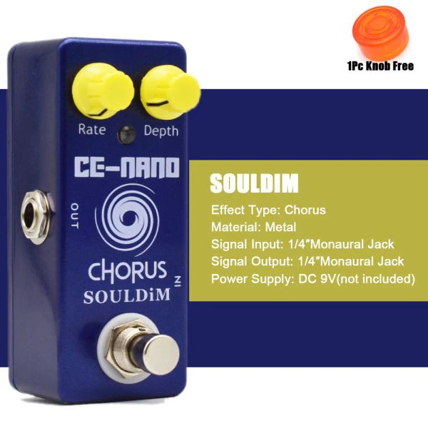 Кабели Souldim Mini Guitar Pedal Chorus Эффект эффекта гитары с истинной обходной гитарой гитарные аксессуары