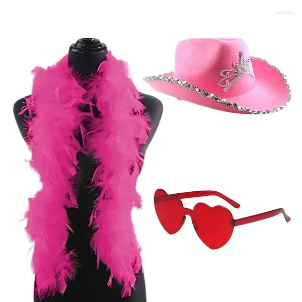 Aufbewahrungstaschen Pink Red Cowboyhut mit herzförmige Sonnenbrille Frauen Party Dress up hautfreundliche Dekorationskleidung für