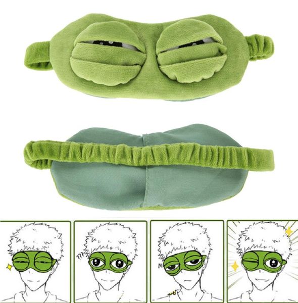 2019 Новый зеленый мультфильм лягушка милые глаза накрыть грустное 3D -глазное обложка спящего отдых Сон Сон Смешно подарок спящий глаз y15027123367