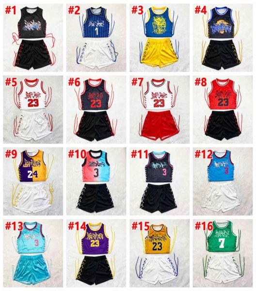 Sexy Frauen Sport Tracksuits zweiteilige Hosen Set Basketball Baby Outfits Mode Kurzanzug ärmellose Buchstabe Print Weste Hosen Jog4428047