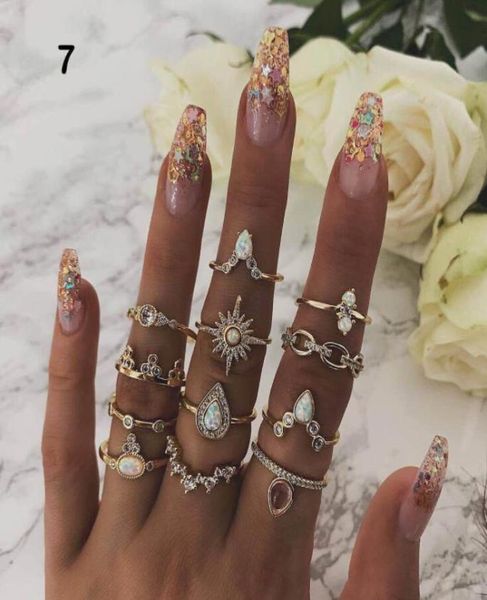 2021 European American Foreign Trade Handmade Rings Creative Star Crown Drown Drown Shaped Alloy Womens Ring Set Crossborsive Explosive A4315877